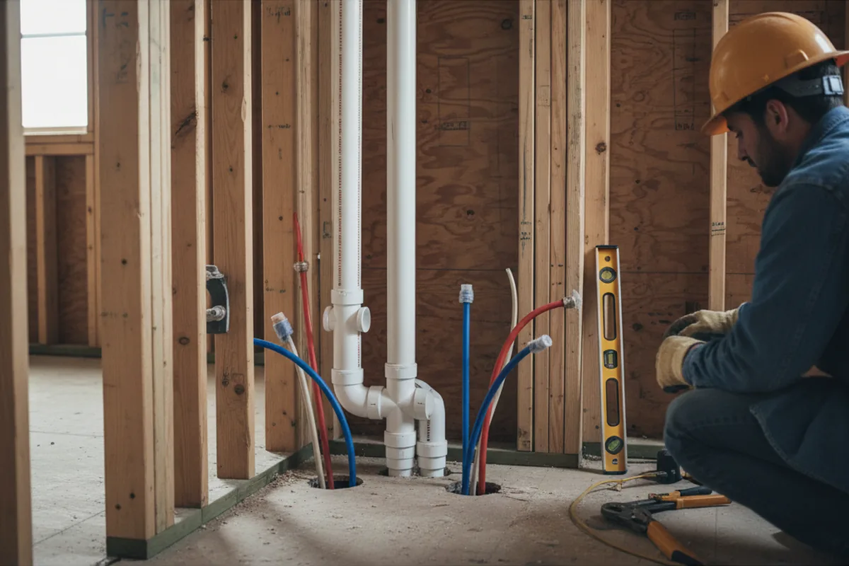 Drain and supply rough-in during Sump Pump Repair in Kimper