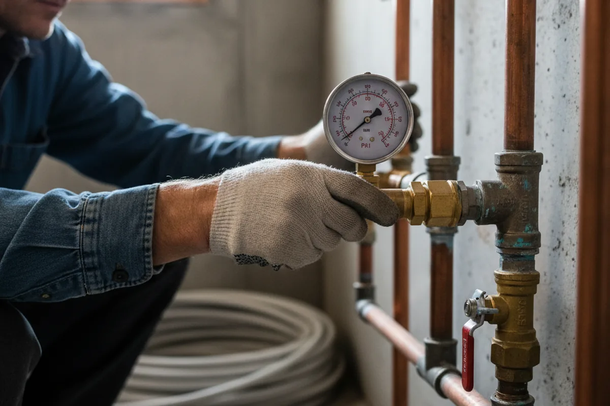 Pressure testing a repaired line during Water Line Repair in Kimper